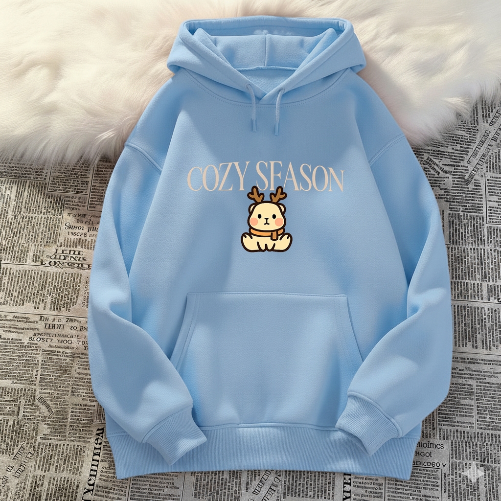 Áo Hoodie Cho Bé – Hình Tuần Lộc Cozy Season Cute, Chất Nỉ Cotton Mịn Mượt Giữ Ấm Tốt (M 310)