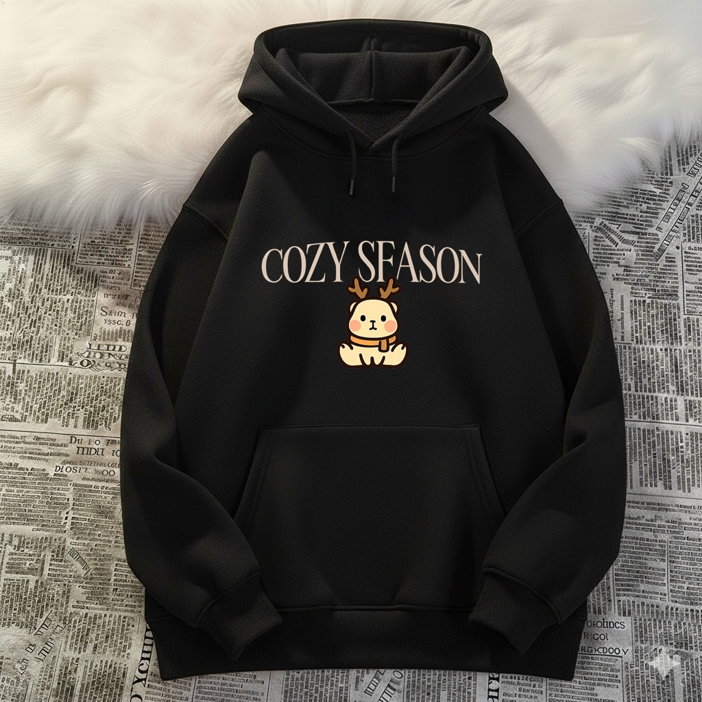 Áo Hoodie Nỉ Cho Bé Dễ Thương – Hình Tuần Lộc Cozy Season, Vải Cotton Êm Ái Ấm Áp (M 310)