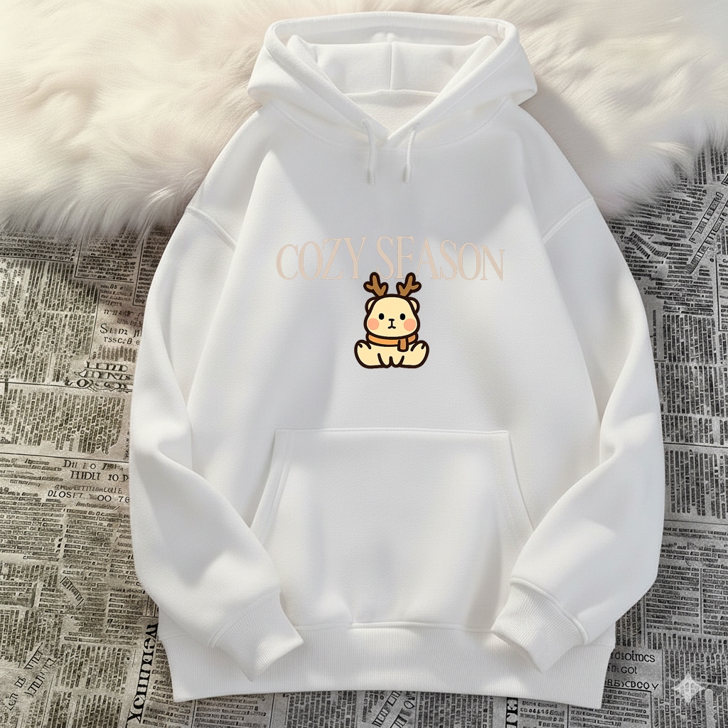 Áo Hoodie Cho Bé – Hình Tuần Lộc Cozy Season Cute, Chất Nỉ Cotton Mịn Mượt Giữ Ấm Tốt (M 310)
