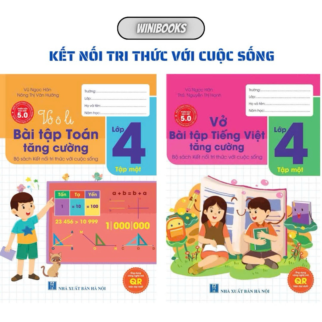 Sách - [Lớp 4 - Tập 1] - Kết Nối Tri Thức - Vở ô li Bài Tập Toán, vở Bài Tập Tiếng Việt Tăng Cường L