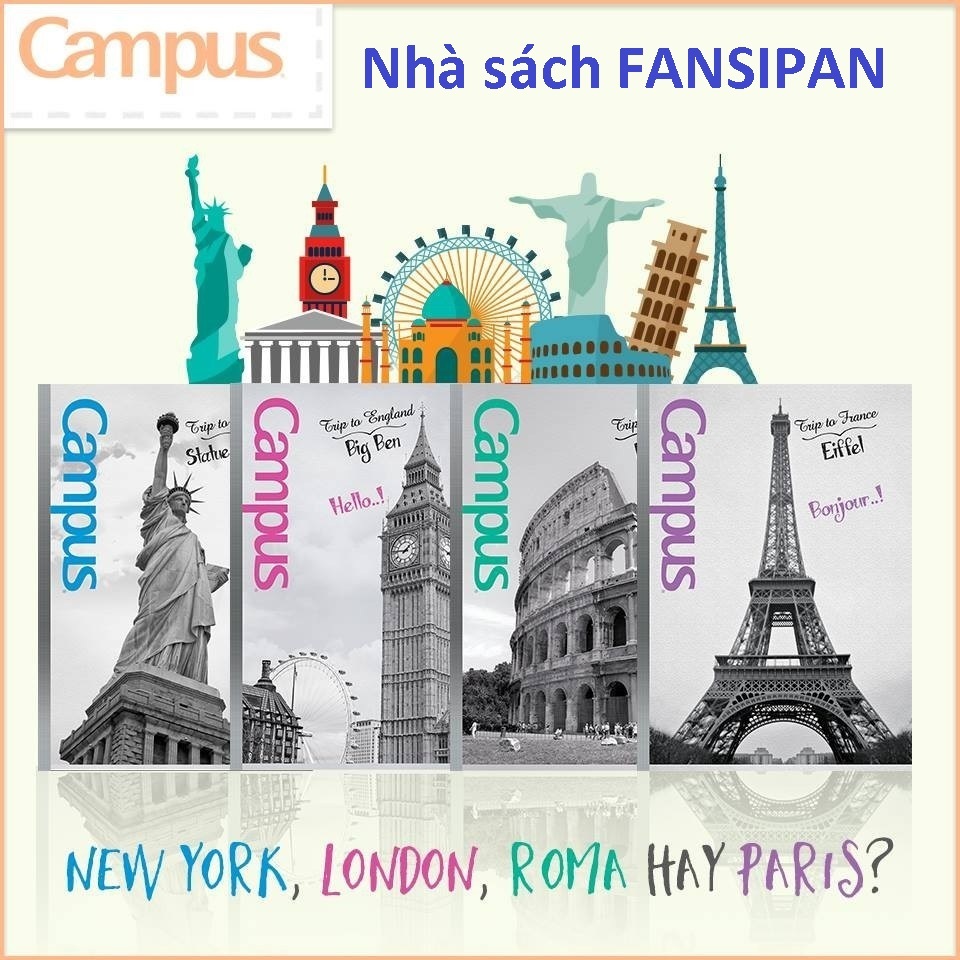 Lốc 10 Quyển Vở Kẻ Ngang Campus Landscape 80/120/200 trang / Tập kẻ ngang Campus 80 trang