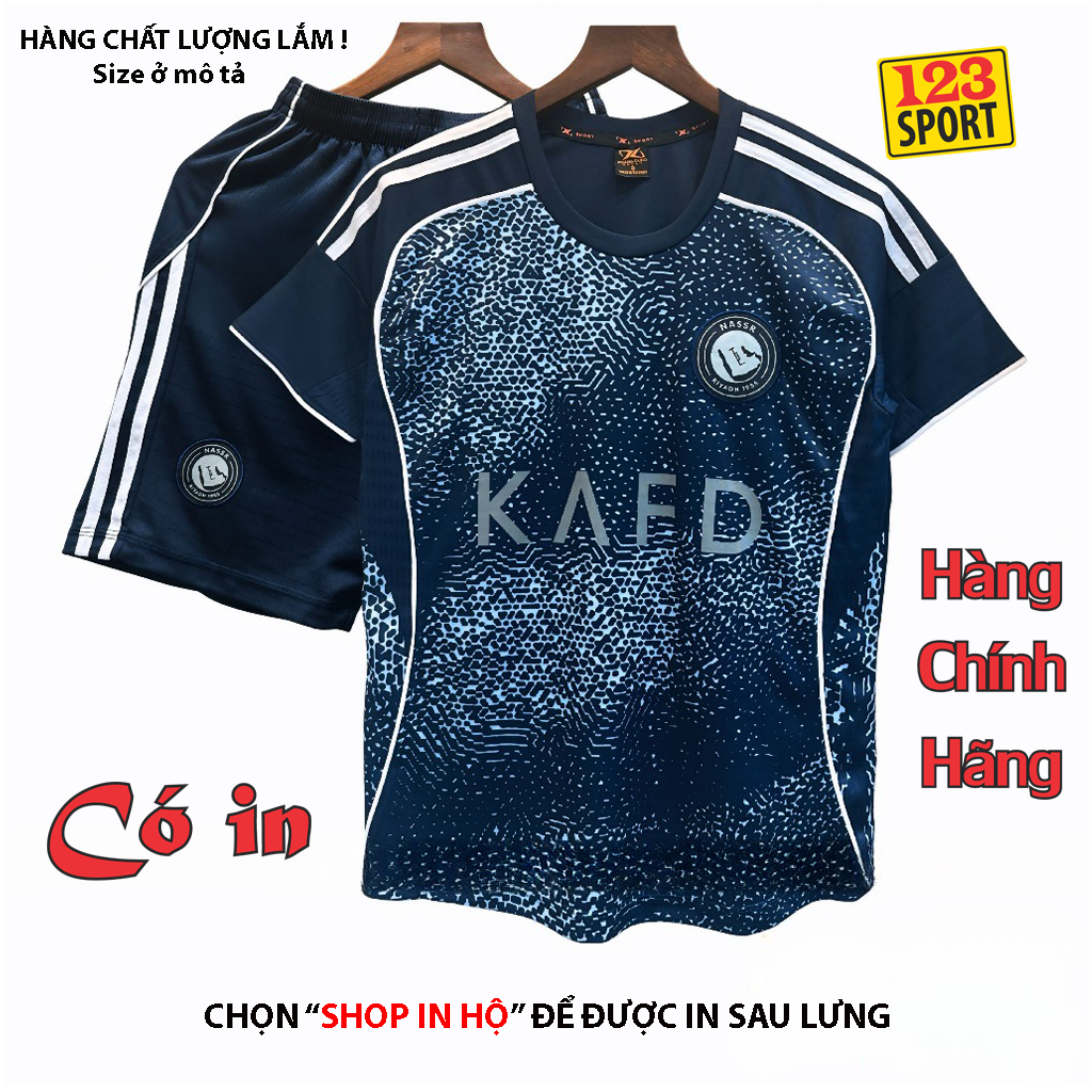 [Có in theo yêu cầu từ 1b theo yêu cầu] ALNassr than 2025/26 Quần áo bóng đá logo thêu chất vải S-CO