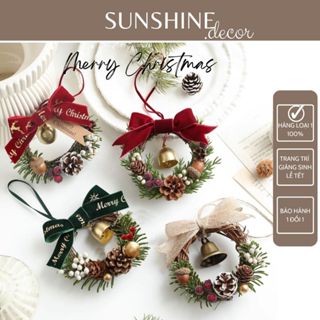  Vòng nguyệt quế Mini 13-15 cm trang trí Giáng sinh Noel vòng hoa treo xe hơi treo cửa 