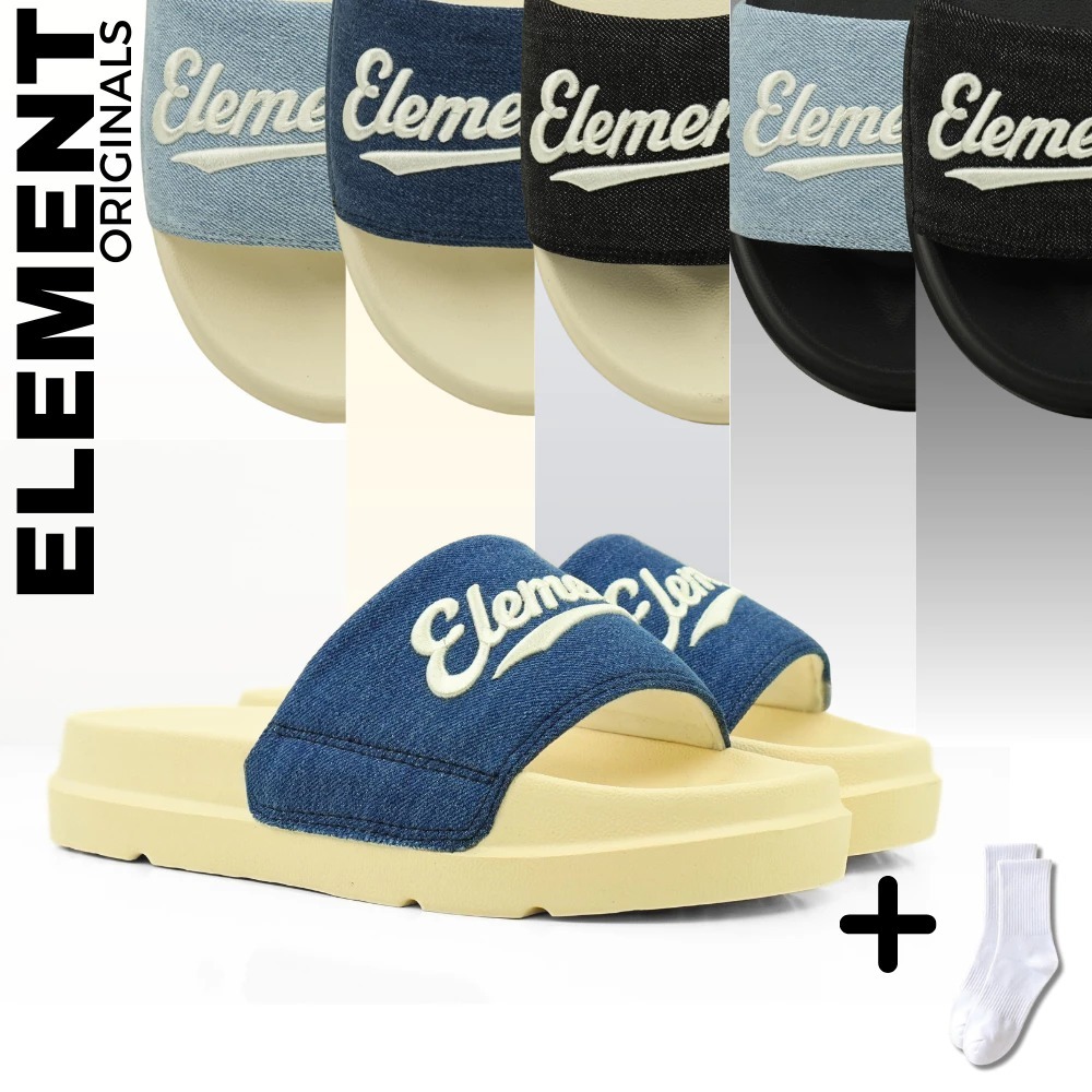 Elements-Dép quai ngang vải jean đế bằng nam nữ - (Slipper) - Dép  Elements Vintage Denim Unisex
