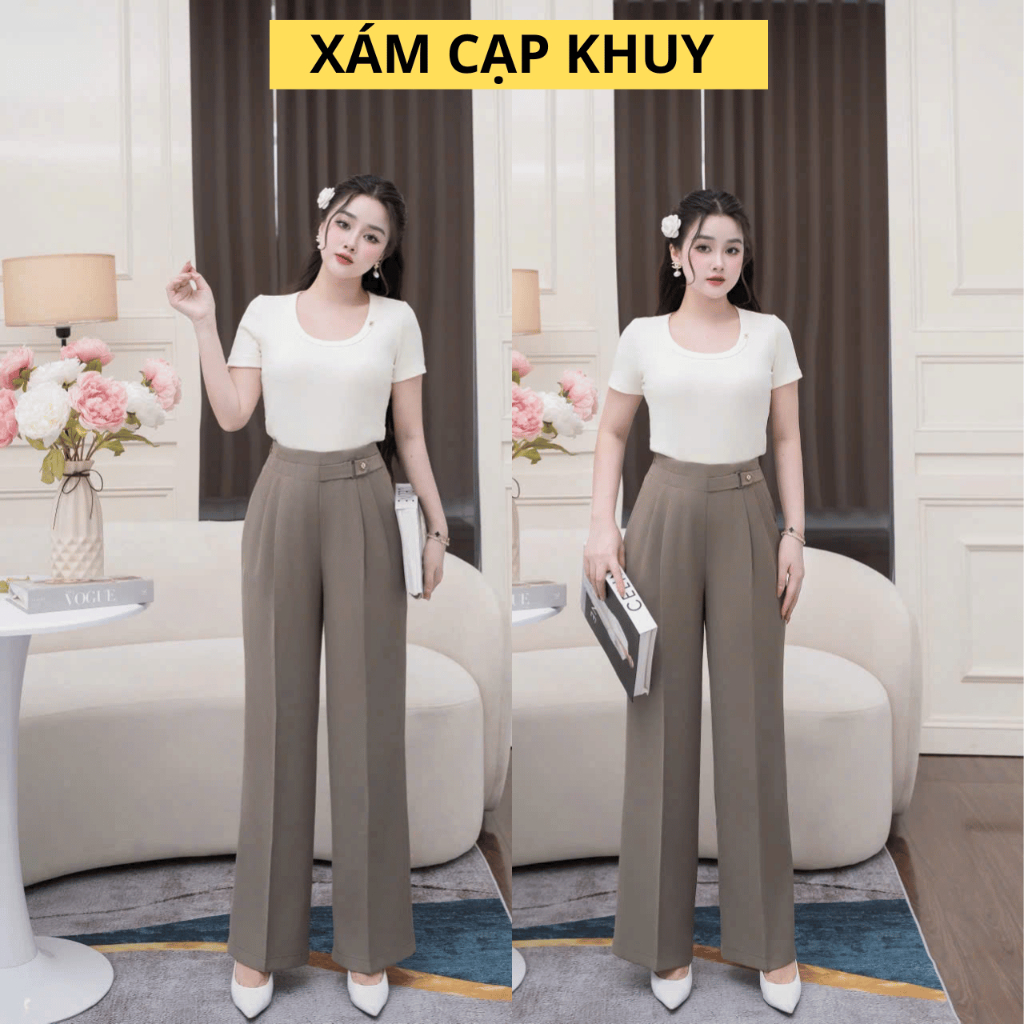 Quần ống suông ống rộng công sở cao cấp chất vải mát ống quần rộng fom cơ bản dễ phối đồ Q258 | BigBuy360 - bigbuy360.vn
