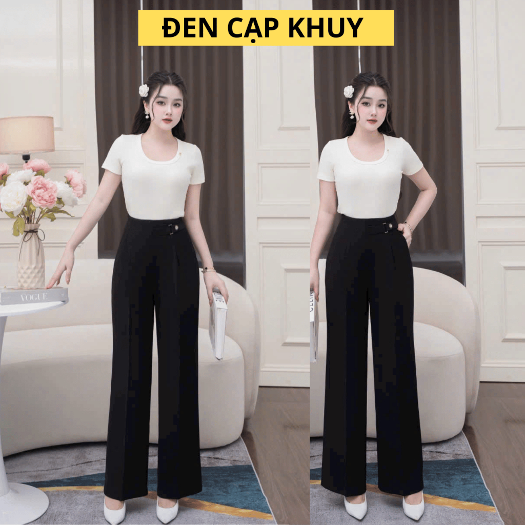 Quần ống suông ống rộng công sở cao cấp chất vải mát ống quần rộng fom cơ bản dễ phối đồ Q258 | BigBuy360 - bigbuy360.vn