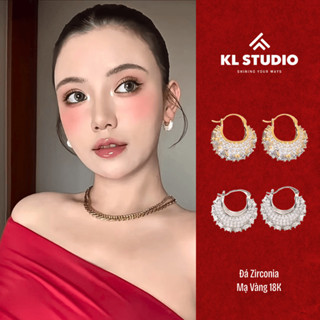  Bông Tai Đính Đá Zircon KL.STUDIO Hình Túi Sang Chảnh Khuyên Tai Nữ Mạ Vàng 18K Đá Zircon - E163 