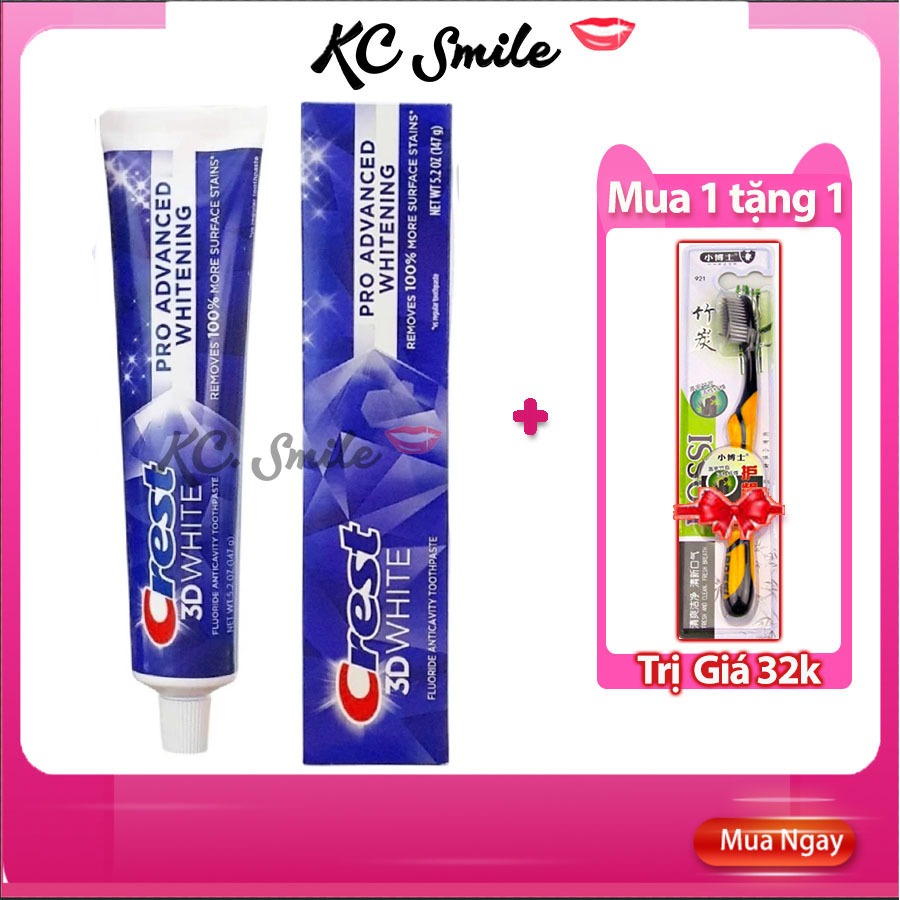Kem đánh răng Crest 3D White Advanced Mỹ 147g - Hỗ trợ làm trắng răng hiệu quả
