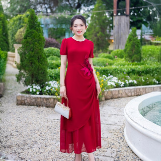 Đầm Trung Niên [ Linh Trà ] ( LT 3107 ) Bigsize Màu Sắc Trẻ Trung Tươi Sáng Họa Tiết Sang Trọng Đi Tiệc Cho Bà Cho Mẹ