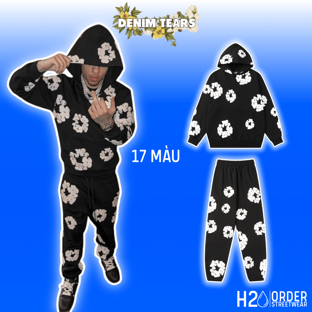 Bộ Hoodie Nỉ DENIM TEARS – Set Hoodie Nỉ Nam Nữ Dài Tay 17 Màu DEN01