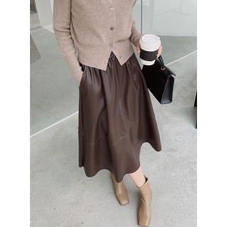  Chân Váy Da Nữ Dáng Dài Midi Cạp Chun Cao Cấp – Váy Da Giả Lưng Cao Form Rộng Thanh Lịch hàng quảng châu cao cấp 