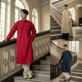 Áo Dài Nam Mộc An phom dáng "Ngũ Thân" truyền thống dễ mặc vải lụa có đủ các màu dễ mặc