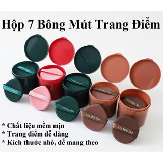  Hủ 7 Bông Mút Trang Điểm Hình Tròn Giọt Nước Mềm Mịn Nhỏ Gọn Set Mút Makeup Đánh Phấn Tán Kem Nền 