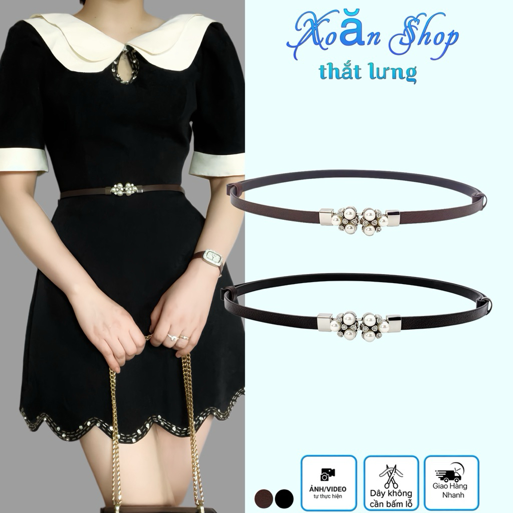 (Da Thật  ) Đai Váy ,Đai Áo Bản Nhỏ 1cm Dây Rút ,Không Cần Bấm Lỗ