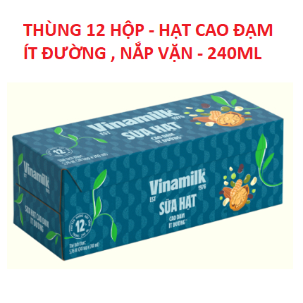 12 hộp - sữa hạt Cao Đạm ít đường Vinamilk - hộp 240ml