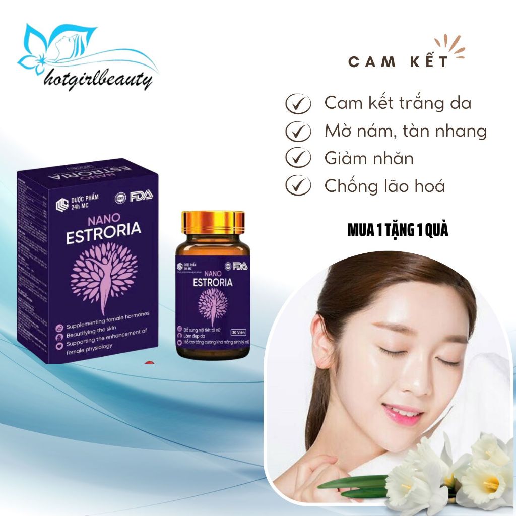 Viên uống collagen Nano Estroria trẻ hoá da trắng da chống lão hoá giảm nếp nhăn mờ nám tàn nhang cải thiện nội tiết
