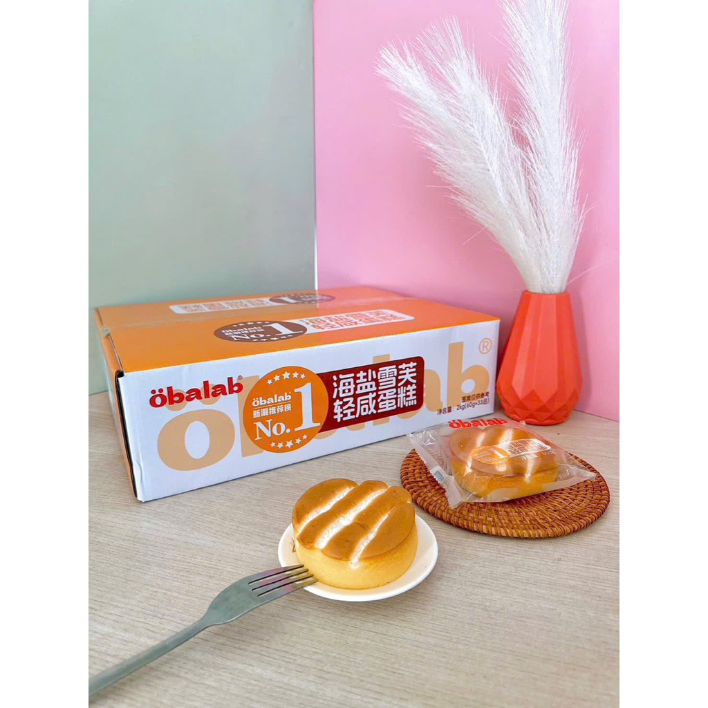 Thùng 2kg bánh bông Lan mặn nhẹ vị kem muối biển của obalab thơm ngon mềm mịn