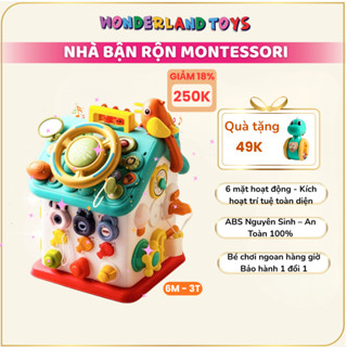 Nhà Đồ Chơi Bận Rộn Montessori 6 Mặt - Busy Board Đa Năng, Kích Thích Tư Duy Sáng Tạo Cho Bé