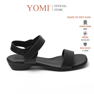 Giày sandal nữ đế thấp 3 phân quai ngang da mềm YOMI – êm chân, phù hợp đi làm và đi chơi – SY0669HN
