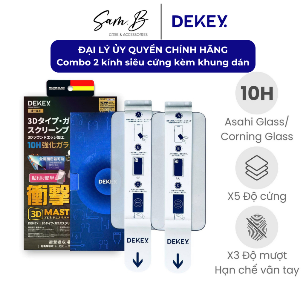 [Combo 2 Kính Xịn + Khung Dán] - Cường lực Nhật Bản DEKEY Quintessence iPhone 14/ 15/ 16/ 17 Series