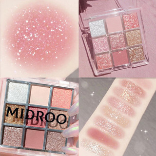  Midroo Bảng phấn mắt 9 màu Matte Pearlescent Earth Color Fine Flashing Blue Purple Smoky Eyeshadow 