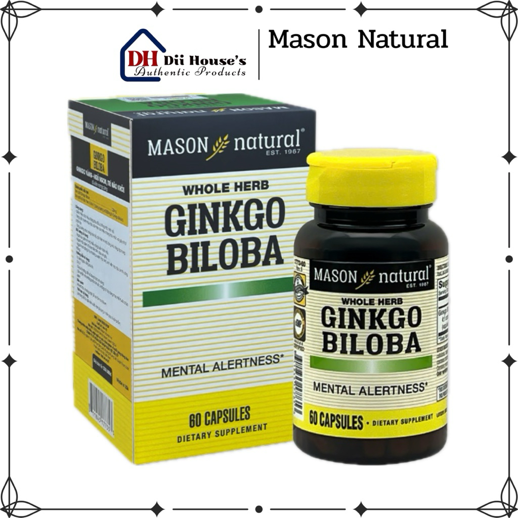 [Nhập khẩu] Viên uống bổ não Mason Natural Ginkgo Biloba 60 viên - dii.