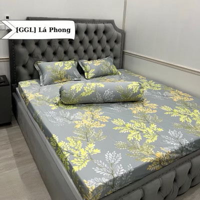 Sét ga gối 4 món lụa thái 6D - 1 ga chun+2 vỏ gối +1 vỏ gối ôm, Chất lụa mềm mịn mát, Ga trải giường mùa hè