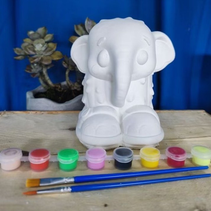 Tượng tô màu Hottrend nhất hiện nay con voi ( mẫu mới ) size đại 16cm { tặng 8 màu và 2 cọ }