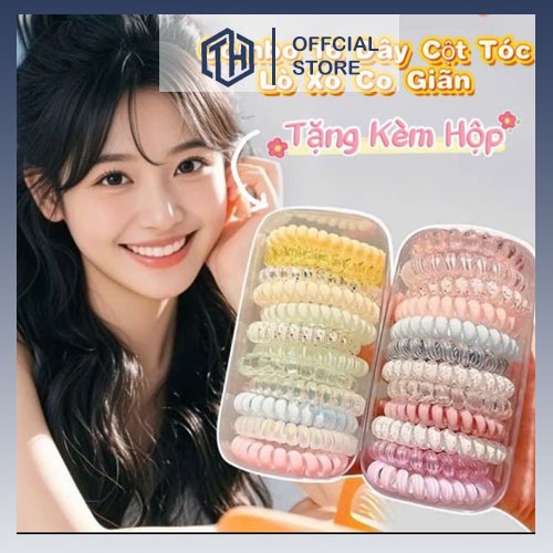 [Tặng Hộp ]Combo 16 dây cột tóc lò xo mix 4 màu paster đáng yêu phong cách hàn quốc