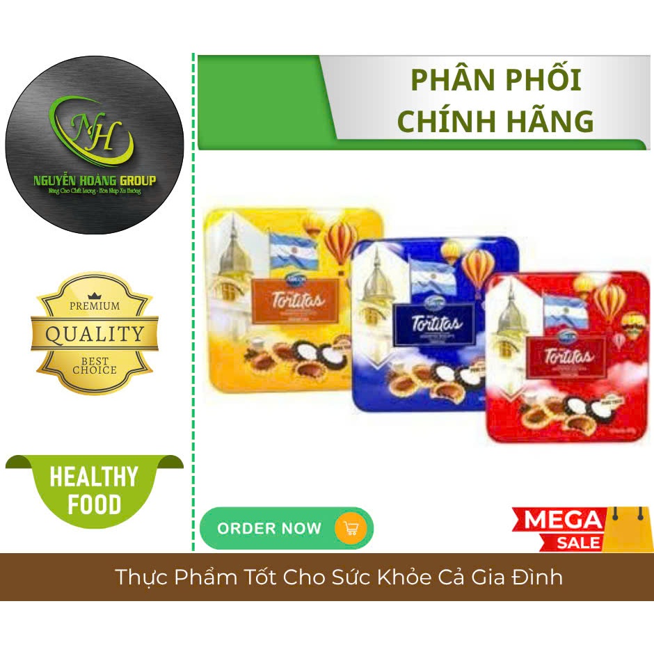ARCOR - Bánh Tortitas Hộp Thiếc Vuông Khinh Khí Cầu 415 gr Các Loại