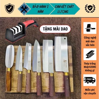 Bộ dao nhà bếp, Bộ 5 dao thép trắng Nhật không han gỉ M2 được rèn từ thép trắng Nhật 420hc - M20