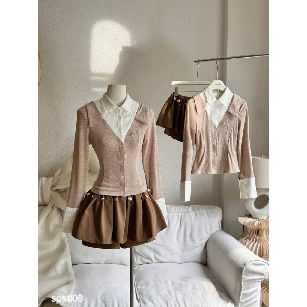 Set Áo Len Cổ Đức Mix Chân Váy Siêu Xinh Mặc Đi Học Đi Làm Đi Chơi Du Lịch