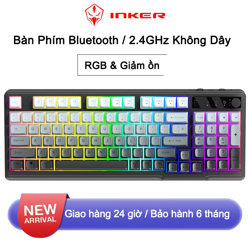 INKER H98 Bàn Phím Gaming Không Dây Dual Mode Bluetooth / 2.4GHz Có Đèn RGB