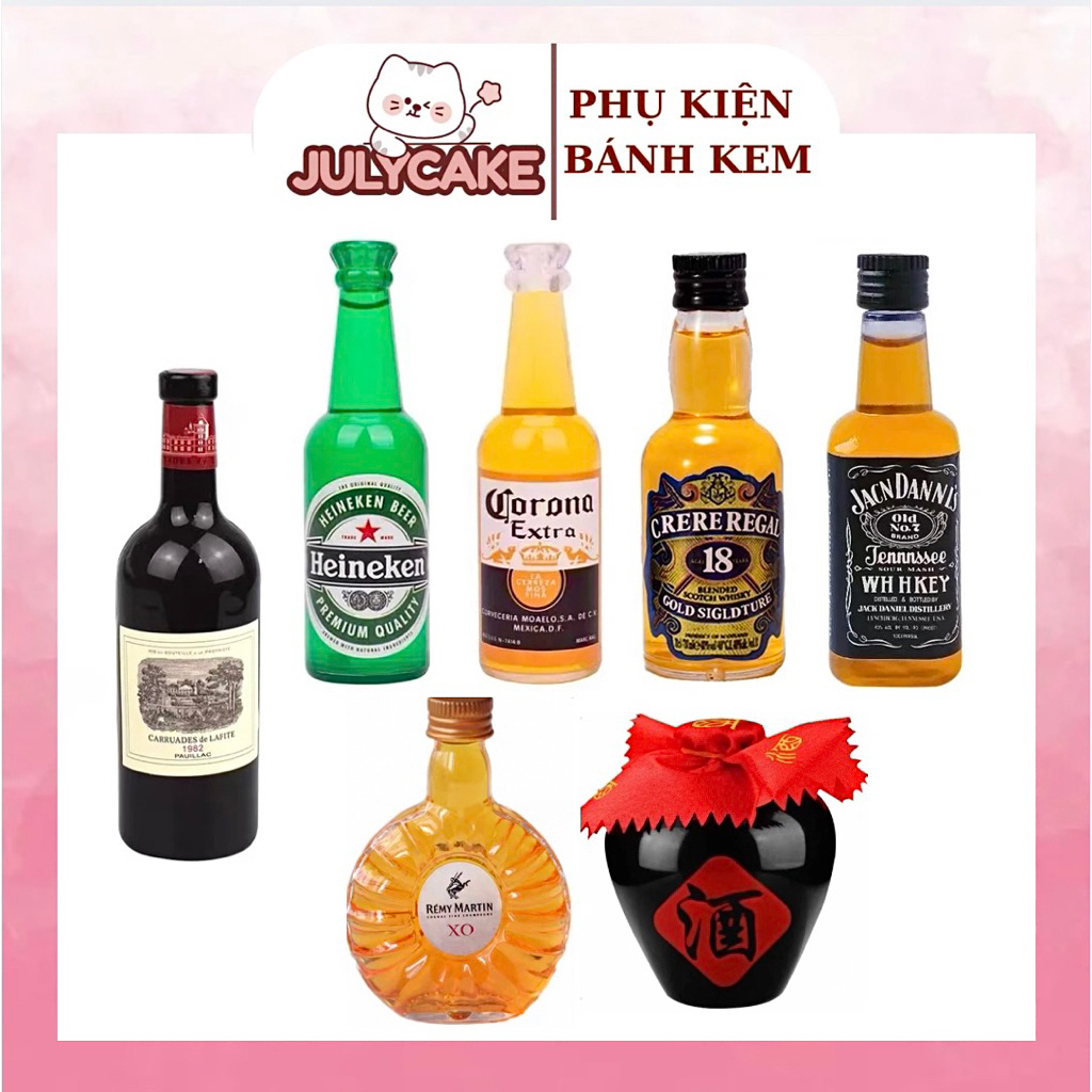 Mô hình Chai rượu, Chai bia trang trí bánh kem, Rượu bia trang trí bánh sinh nhật