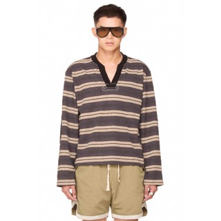  Áo thun tay dài cổ chữ V - BEUTER® STRIPED ELBOW PATCH SWEATER - DARK GREY 