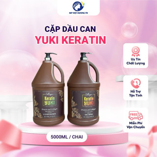  Dầu can 5 lít - Cặp dầu gội xả KERATIN YUKI Collagen phục hổi hư tổn giảm gãy rụng tóc can 5000ml - Hàng chính hãng 