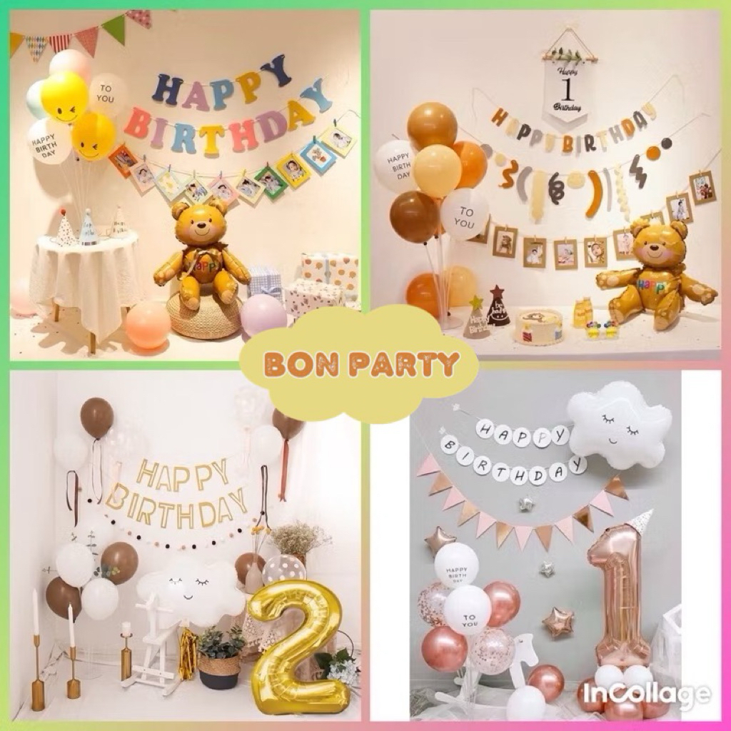 SET trang trí sinh nhật Handmade kiểu Hàn Quốc cực chất phù hợp cho mọi tuổi [Tặng kèm BƠM + KEO DÁN]