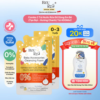 [QUÀ TẶNG KÈM] Combo 2 Túi Nước Rửa Bình Sữa Và Đồ Dùng Em Bé BZU BZU Baby Accessories Tạo Bọt, Hương Chanh