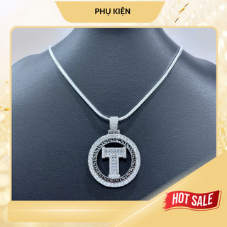  Dây chuyền nam nữ kết hợp mặt chữ T tròn to đính đá vòng cổ nam nữ kết hợp nhiều kiểu dây khác nhau quà tặng bạn bè 