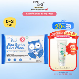 [10 tờ/bịch] Combo 10/15 Bịch Khăn Ướt Không Mùi, Không Cồn, Không Parabens, An Toàn Cho Mẹ và Bé Gentle Baby Wipes