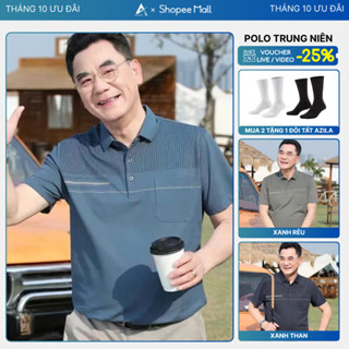 Áo Thun Nam Trung Niên Cộc Tay Chất Thun Lạnh  Co Giãn Thoải Mái Thấm Hút Mồ Hôi Tốt, Áo Polo Cổ Bẻ