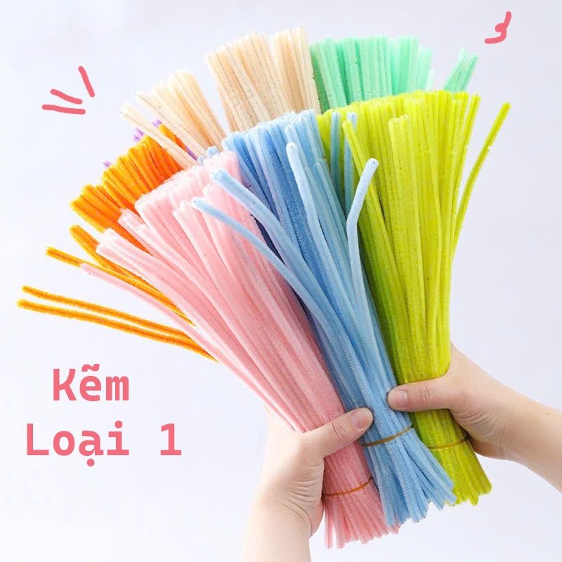 Set, Bó 100 Kẽm Nhung Loại 1 Màu Pastel Hồng, Xanh, Đỏ, Tím, Vàng... làm đồ trang trí handmade - 601001