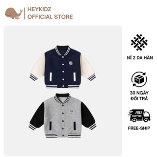  Áo Khoác Bomber Bé Trai Bé Gái Heykidz Phong Cách Bóng Chày Phối Khuy  Áo Nỉ Cho Bé Nỉ Ép 2 Da Hàn Không Xù HA236 