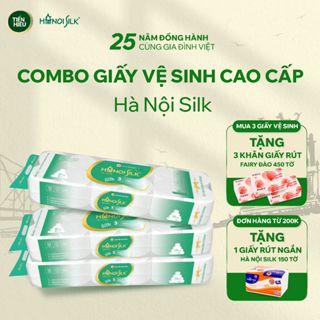 (Mua 3 Tặng 4) COMBO Giấy Vệ Sinh Hanoi Silk Xanh Lá 3 Lớp Không Lõi 10 Cuộn/Bịch - Tặng Giấy Ăn Rút Fairy Đào 450 Tờ