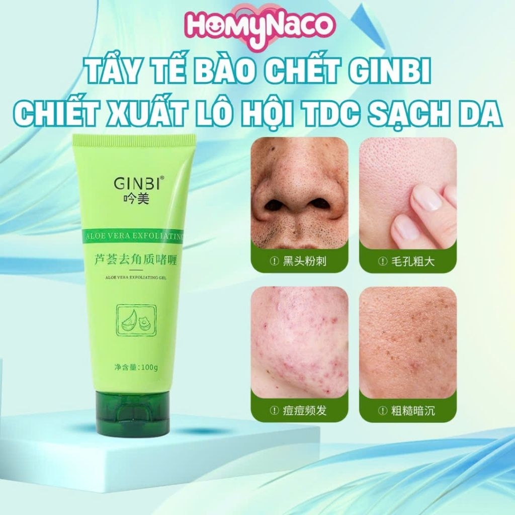 Gel Tẩy Da Chết tẩy mụn đầu đen ALoe Ginbi Bom lô hội - Tẩy tế bào chết da mặt Heyxi Images