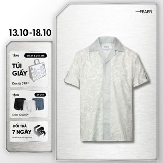 Áo Sơ Mi Nam INK Lụa Chéo Cao Cấp Tay Ngắn, Hè Nhẹ Mát, Họa Tiết Mực Loang In Chuyển Nhiệt Hiện Đại, Không Bong - FEAER