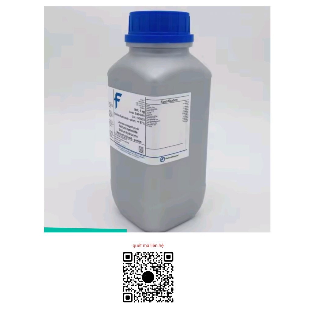 1kg Hóa chất Sodium Hydroxide 97% (NaOH, AR, Fisher, Cas 1310-73-2)