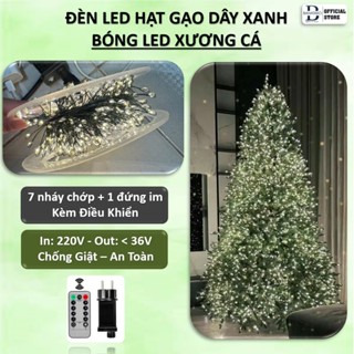   10 20 30 50 100 200m  Dây Đèn Led Hạt Gạo Xương Cá Quấn Trang Trí Cây Thông Noel Dây Đom Đóm Decor Cafe Sân Vườn 