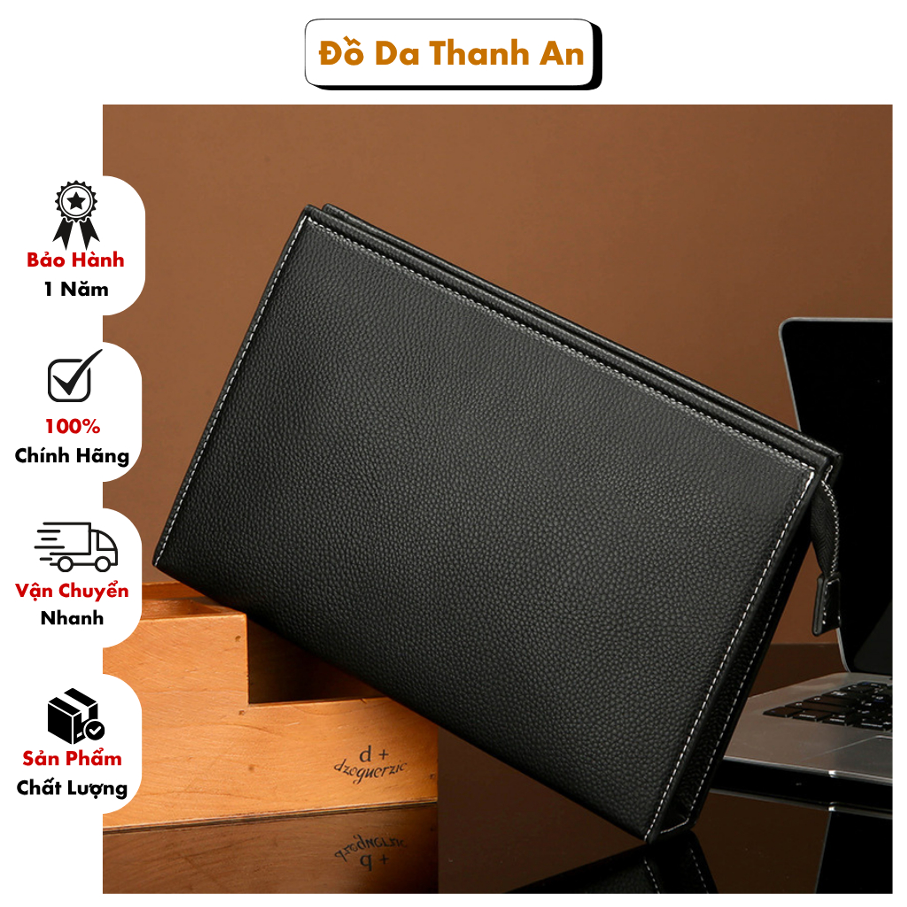 Ví Cầm Tay Nam Cao Cấp, Túi CLutch Nam Bản To Size 28,5x19x5cm Da PU Cao Cấp Chống Xước, Chống Nước