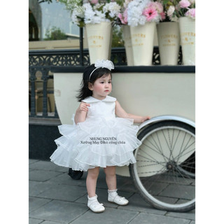 Váy CC kèm cà vạt xinh Đầm Công Chúa Cho Bé Gái Cao Cấp tặng Kèm Cài Đầu Cute